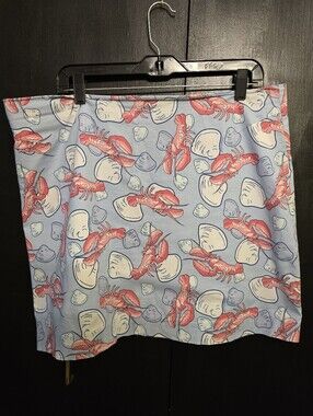 Vineyard Vines Light Blue Mini Skirt withl Lobster And Clam Print Size 14